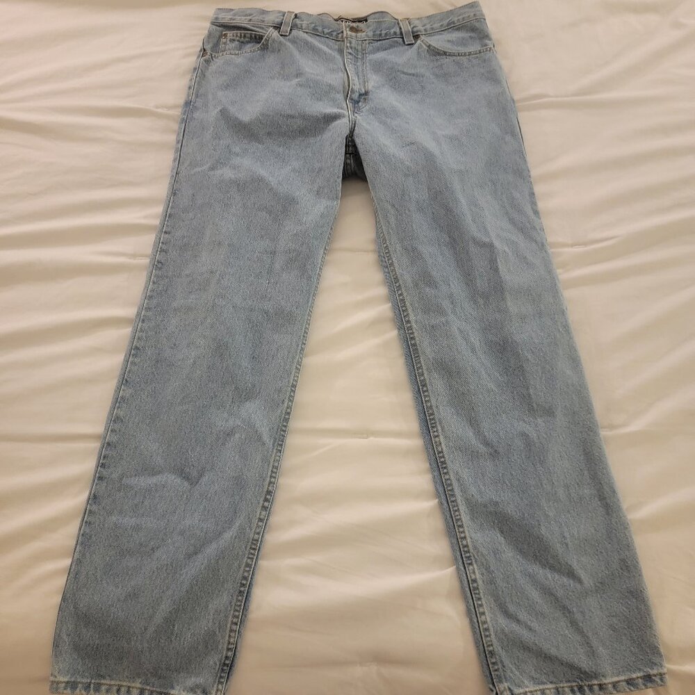 Vintage 90s Canadian Dakota Jeans 42 x 34 Light Wash. Copper Rivets. 100% Cotton